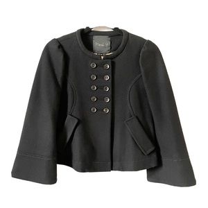 Hanii Y Black Wool Cropped Jacket Bell Sleeve Size 38 Luxury Prairie Cottagecore